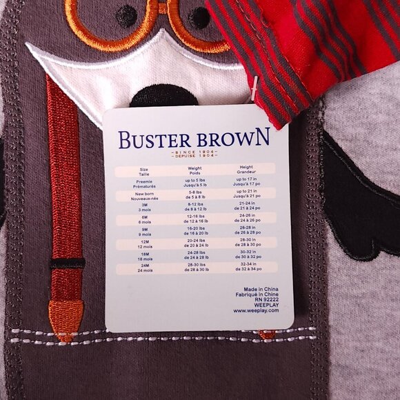 ADORABLE BUSTER BROWN Little Genius Baby Outfit 0-3 Months Raccoon Glasses Nerd - Picture 6 of 6